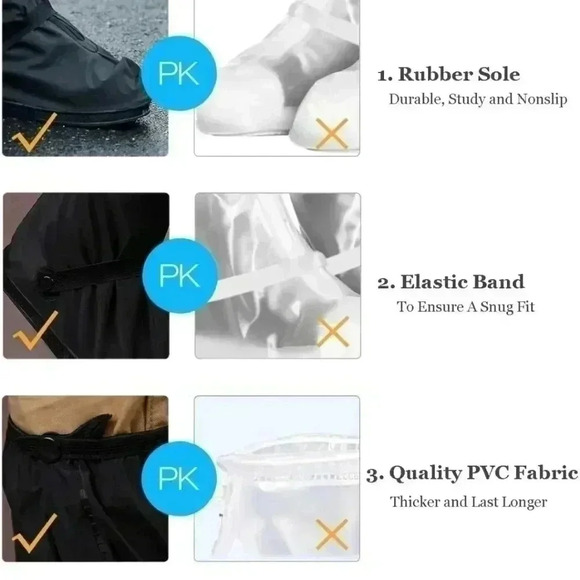 Waterproof Rain Boot Shoes Covers Foldable Reusable Slip Resistant Overs - Picture 6 of 10